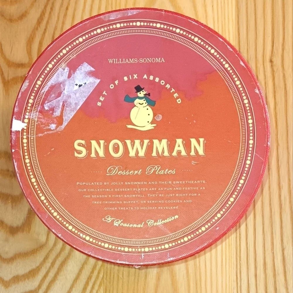 William Sonoma Snowman Dessert Plates Set Of Six